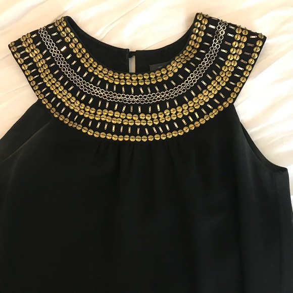 Theme | Tops | Black Top W Gold Beaded Detail | Poshmark